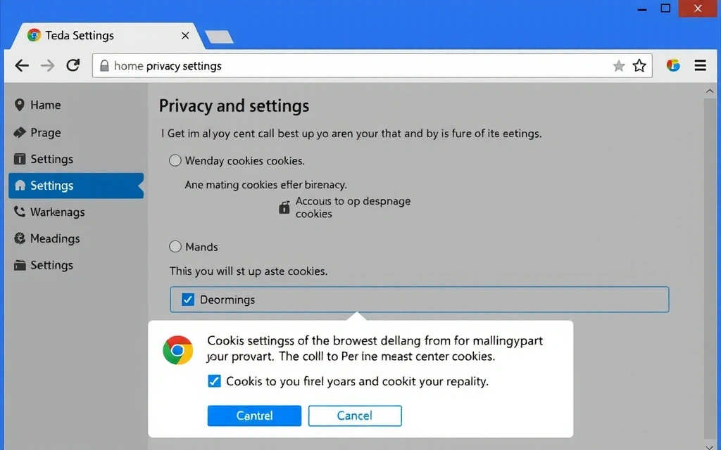 Browser settings with cookie options