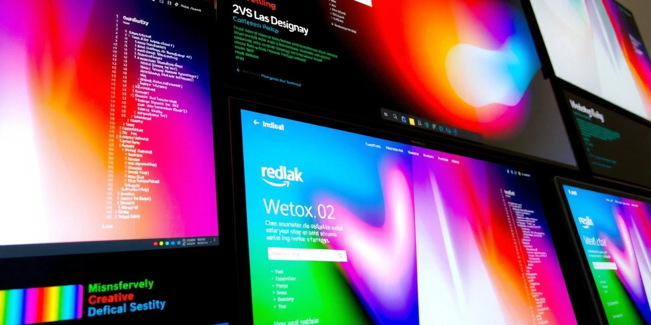 Artistic representation of diverse web interfaces and digital designs