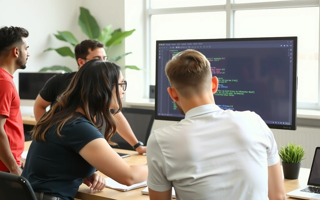 Team collaborating on a new web project